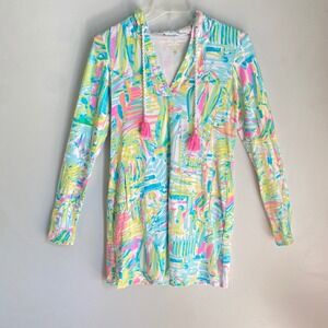 Lilly Pulitzer Rylie UPF 50+ Hooded Dress Cover-Up Swim Beach Resort Small‎